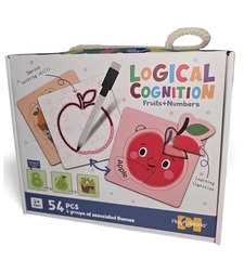Двулицев пъзел Raya Toys Logical Cognition Плодове и Цифри, с маркер, 54 ч.