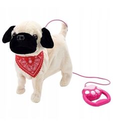 Интерактивна играчка ходещо лаещо куче с каишка Raya Toys Мопс, с музика