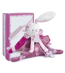 Плюшена играчка за гушкане Doudou заек, с клипс за залъгалка 17 см.