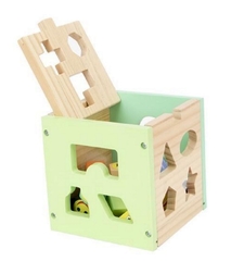 Дървен куб сортер Raya Toys с емотикони