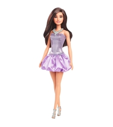 Кукла Mattel Barbie Fashionistas с кафява коса и блестяща лилава рокля