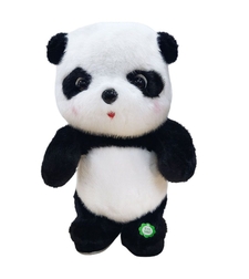 Интерактивна играчка Raya Toys Музикално ходещо мече панда, повтаря думи, 26 см
