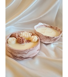 Луксозен керамичен комплект “Marble Bloom Duo” – ръчно изработени ароматни свещи