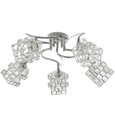 Елегантен хромиран полилей от метал и кристал – 5xE27