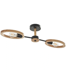 Черен модерен полилей 2xE27 LED метал и дърво