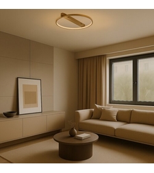 Модерен LED таванен плафон 45W с топло бяла светлина – златен