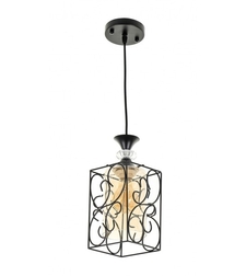 Винтидж висящ полилей 1xE27  – черен с жълто стъкло