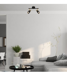 Модерен двоен GU10 спот в черно и злато