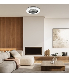 LED таванен плафон с вентилатор 48W – черен, регулируема светлина, дистанционно , 5200 lm