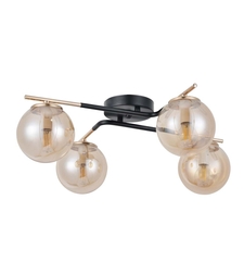 Модерен полилей черно и злато със стъкло 4xE14