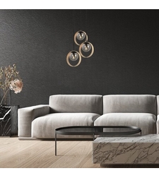 Модерен висящ полилей 3xE14 – метал, дърво и стъкло