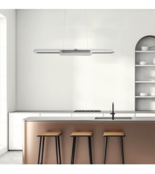 Модерен LED висящ осветител 48W – хром, 4000K естествена светлина