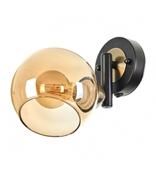 Винтидж стенен аплик – бронз и черно с прозрачно стъкло, E27