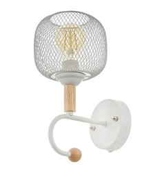 Аплик 1×E27 бял метал+дърво