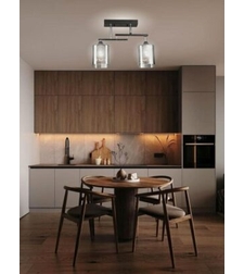 Модерен полилей 2 × E27 – черно и хром