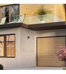 Двоен външен аплик Loanda E27 – стилно фасадно осветление с кафяв прозиращ абажур и IP44 защита