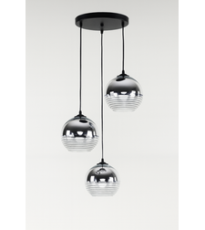 Модерен висящ полилей с три абажура от черно стъкло и хромирано покритие – 3xE27