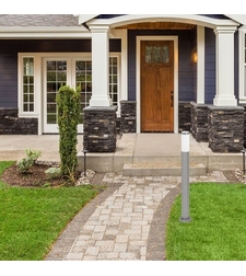 Модерен външен стълб Inox Torch E27 – стилно градинско осветление с атрактивен инокс дизайн