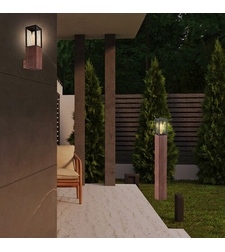 Елегантен външен аплик Wales E27 – стилно фасадно осветление в цвят тъмeн дъб с IP44 защита