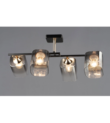 Модерен полилей 4 × E27 с метал и стъкло – черно и хром