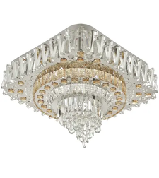 LED таванен плафон с кристал 52W с дистанционно и RGB – Хром