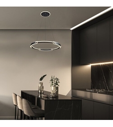 Модерен висящ LED полилей 45W с регулируема цветна температура – черен