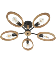 Черен модерен полилей 5xE27 LED метал и дърво