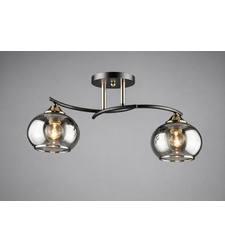 Модерен полилей 2 × E27 с метал и стъкло – черно и хром