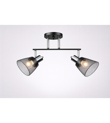 Модерен полилей 2 × E27 с метална мрежа – черно и хром