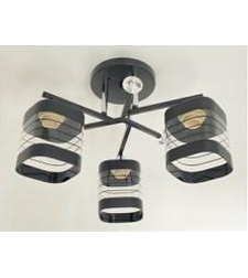 Черен полилей 3xE27   – модерен дизайн с хром