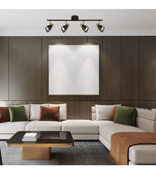 Модерен четворен GU10 спот в черно и злато