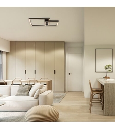 Модерен LED таванен плафон 24W с топло бяла светлина – черен