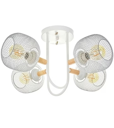 Полилей 4×E27 бял с дърво