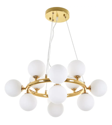 Дизайнерски полилей злато и стъкло 12xG9