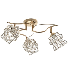 Елегантен златист полилей от метал и кристал – 3xE27