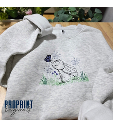 Дамски суичър с бродерия зайче и пеперуда