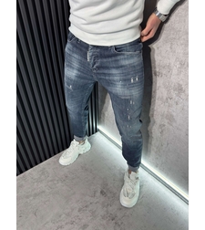 Мъжки Дънки Сини с Леки Накъсвания и Избелващ Ефект 522