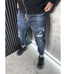 Мъжки Дънки Тъмносини с Разкъсвания 361-1