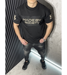 Тениска с Надписи в Черен Цвят