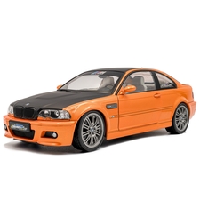 Метална кола BMW E46 M3 COUPE WORKS 2000 ORANGE SOLIDO 1:18