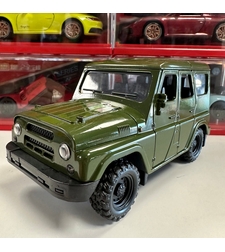 Метален джип с отварящи се врати капаци светлини и звуци UAZ 469 1:18