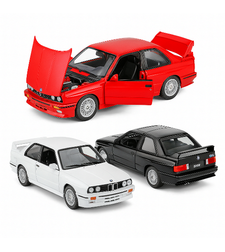 Метална кола с отварящи се врати капаци светлини и звуци BMW M3 E30 1:24