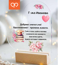 Плакет с пожелание за учител | Персонализиран подарък във форма на сърце