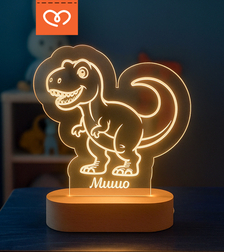 Персонализирана Дино LED нощна лампа с име — Динозавър за детска стая | Тирекс
