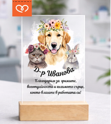 Подарък за ветеринарен лекар – персонализиран плакет за благодарност