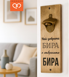 Най-добрата бира е отворената бира | Дървена отварачка с надпис | Подарък за мъж | Рожден ден