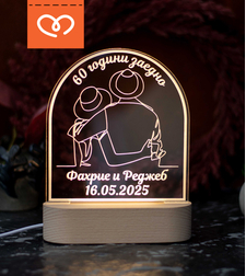 LED Лампа за Годишнина– Подарък за Двойки, персонализирана с Имена и дата