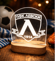 Лампа с логото на ПФК Левски  Персонализиран Подарък за Фенове Левски  Отбор