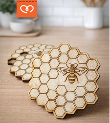 6 Подложки за чаши с надпис – дървени подложки