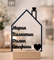 Подарък за семейство с имена – Фамилна табела за дом | Персонализирана декорация